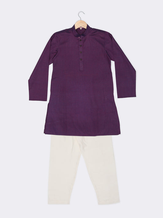Boys Festive & Party Kurta and Pyjama Set (Purple Pack of 1)