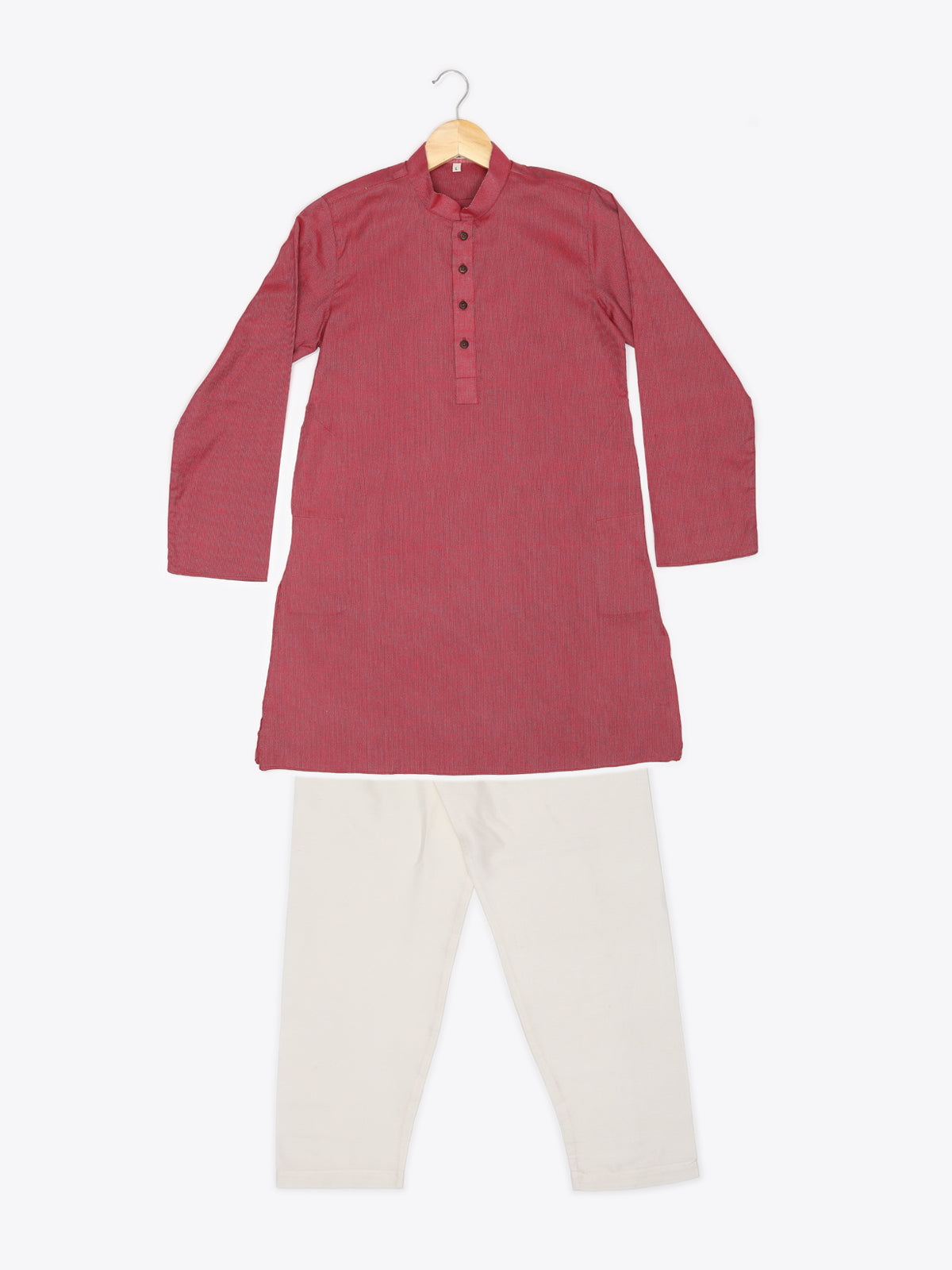 Boys Festive & Party Kurta and Pyjama Set (Red Pack of 1)