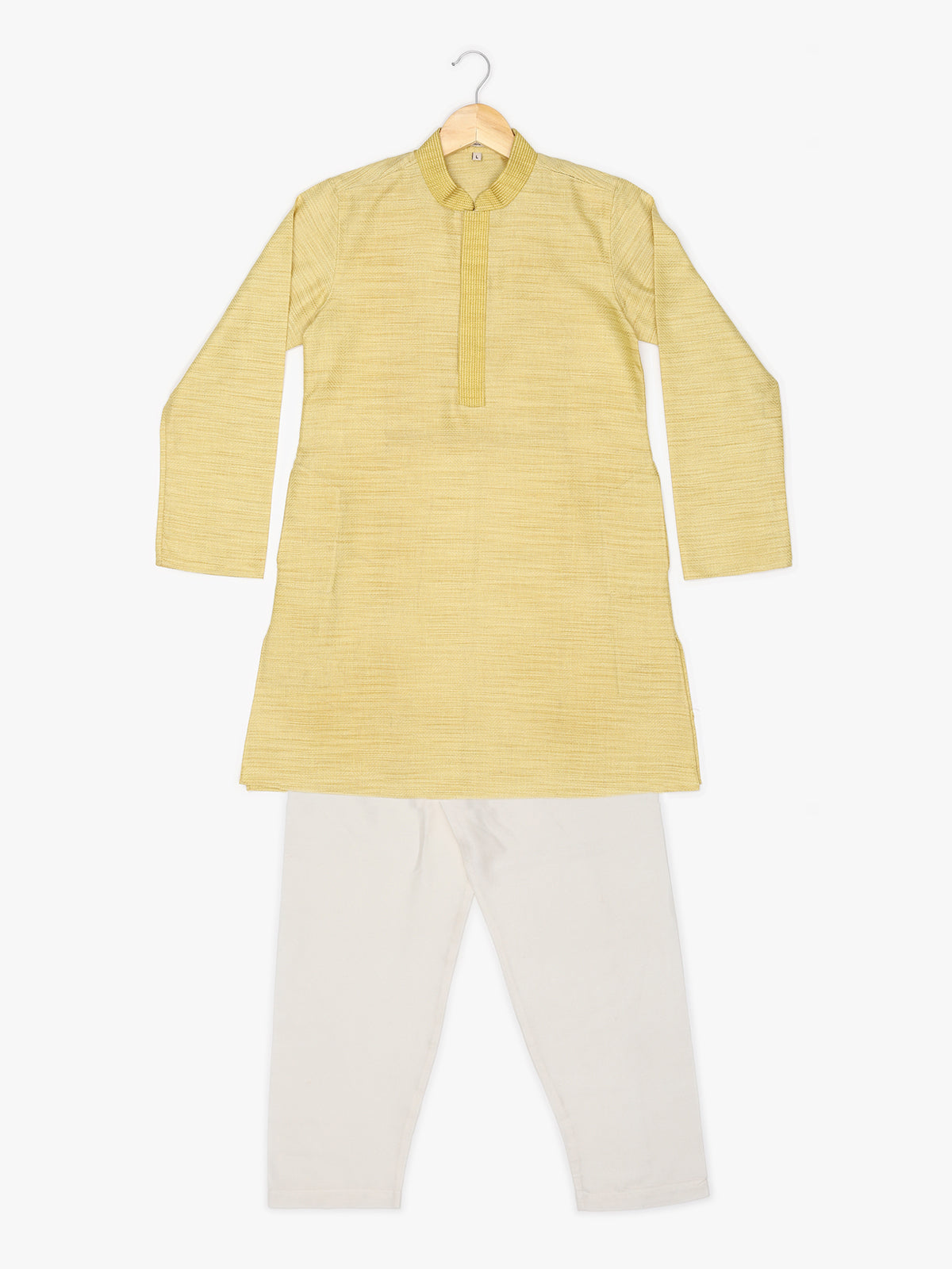Boys Festive & Party Kurta and Pyjama Set (Yellow Pack of 1)