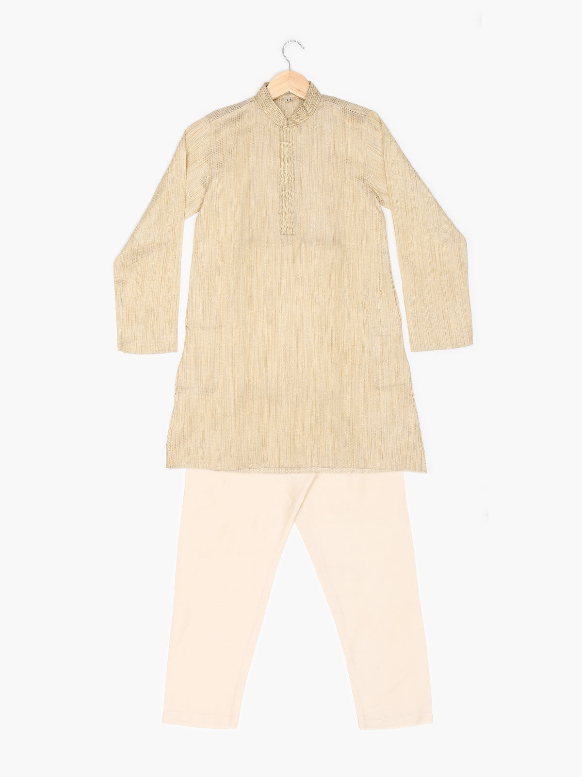 Boys Festive & Party Kurta and Pyjama Set (Beige Pack of 1)