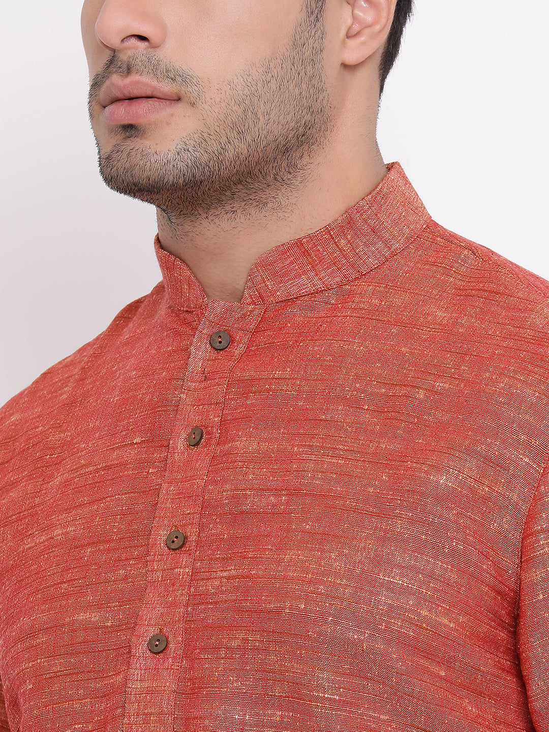 Full Sleeve Solid Kurta and Churidar Set in Brown Khadi Cotton