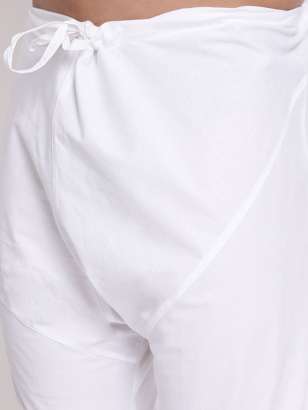 Full Sleeve Solid Kurta and Churidar Set in White Khadi Cotton