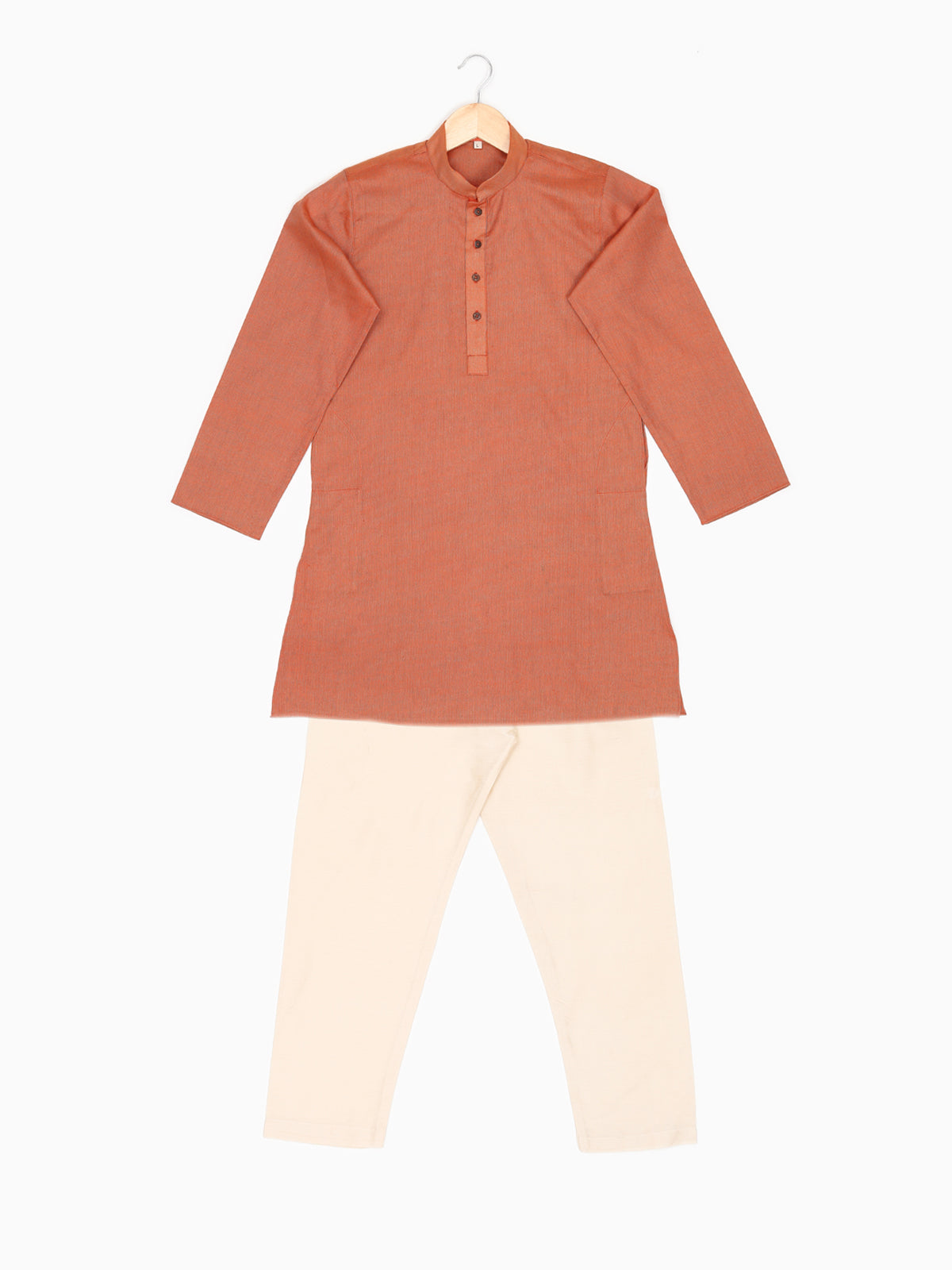 Boys Festive & Party Kurta and Pyjama Set (Brown Pack of 1)