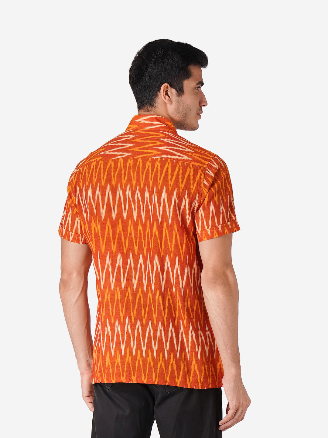 Men Printed Casual Orange Shirt