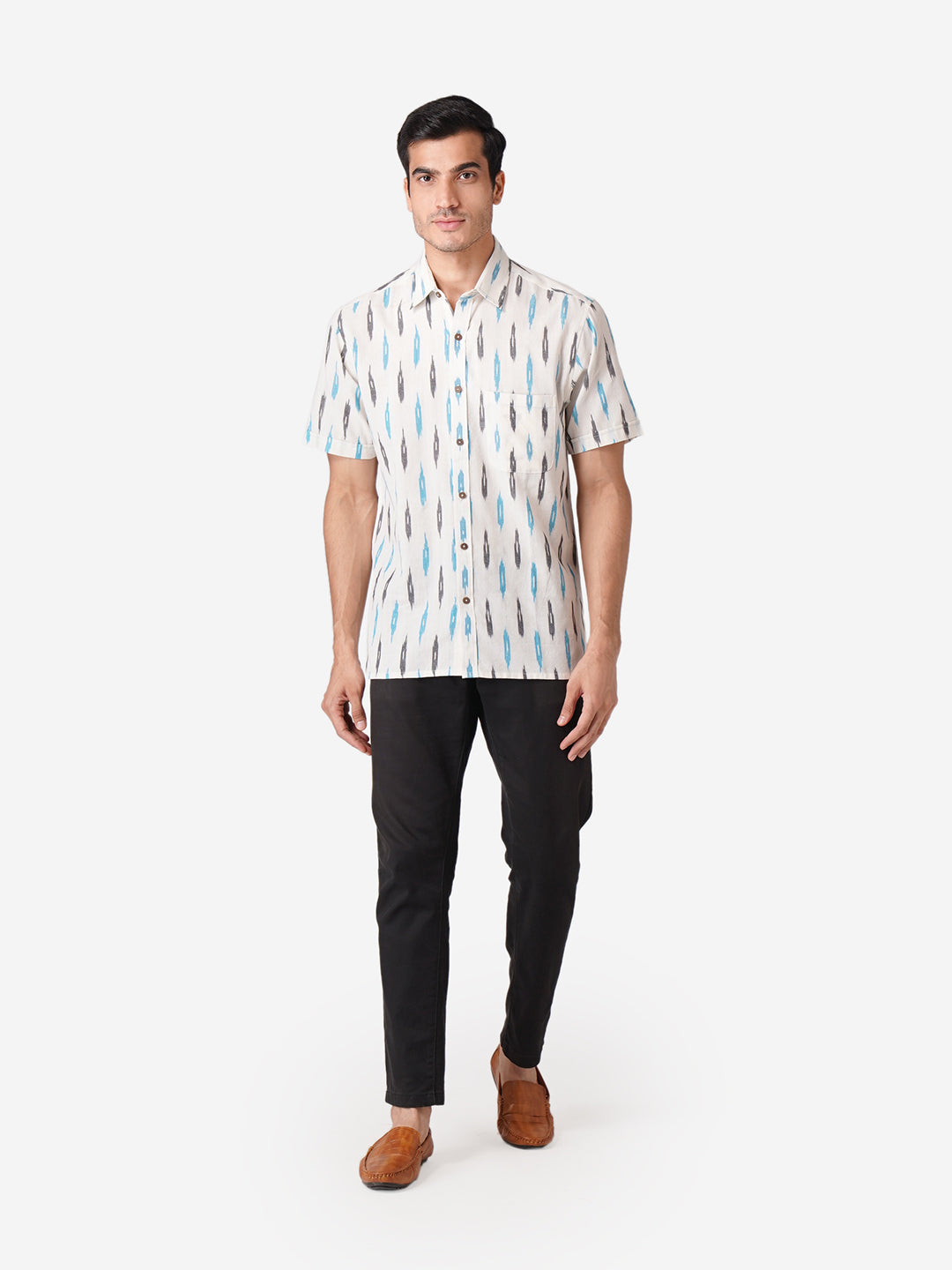Men Printed Casual White Shirt