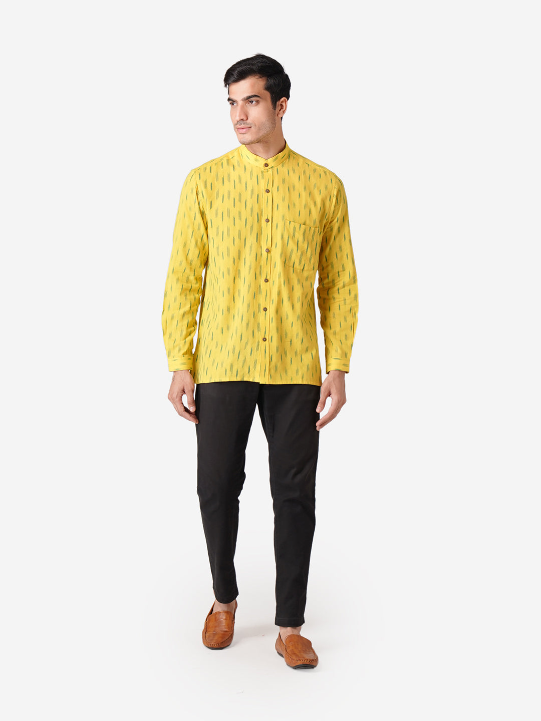Men Printed Casual Yellow Shirt