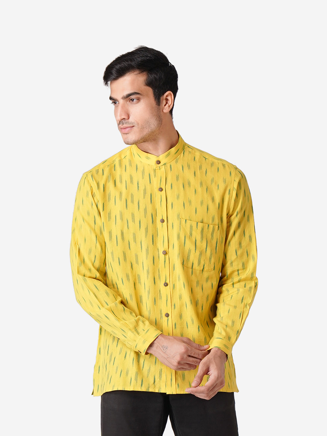 Men Printed Casual Yellow Shirt