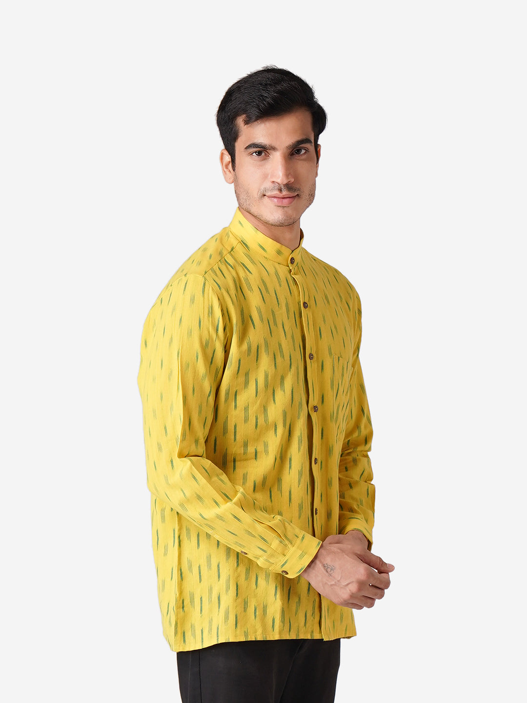 Men Printed Casual Yellow Shirt