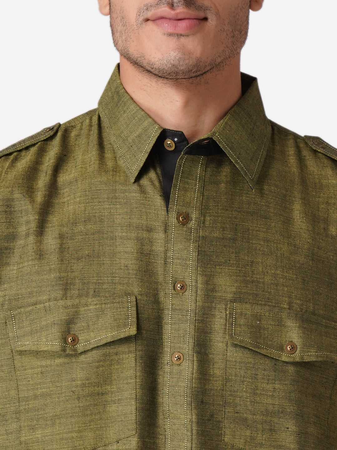 Full Sleeve Self Design Kurta and Pyjama Set in Green Pure Cotton