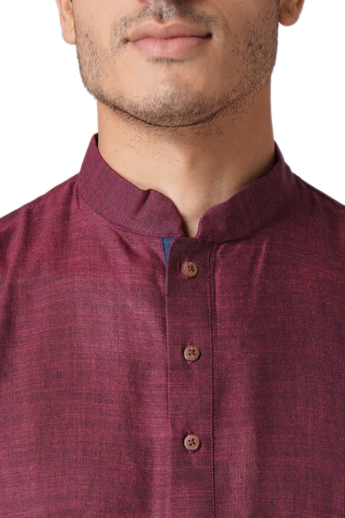Full Sleeve Self Design Kurta and Churidar Set in Purple Pure Cotton