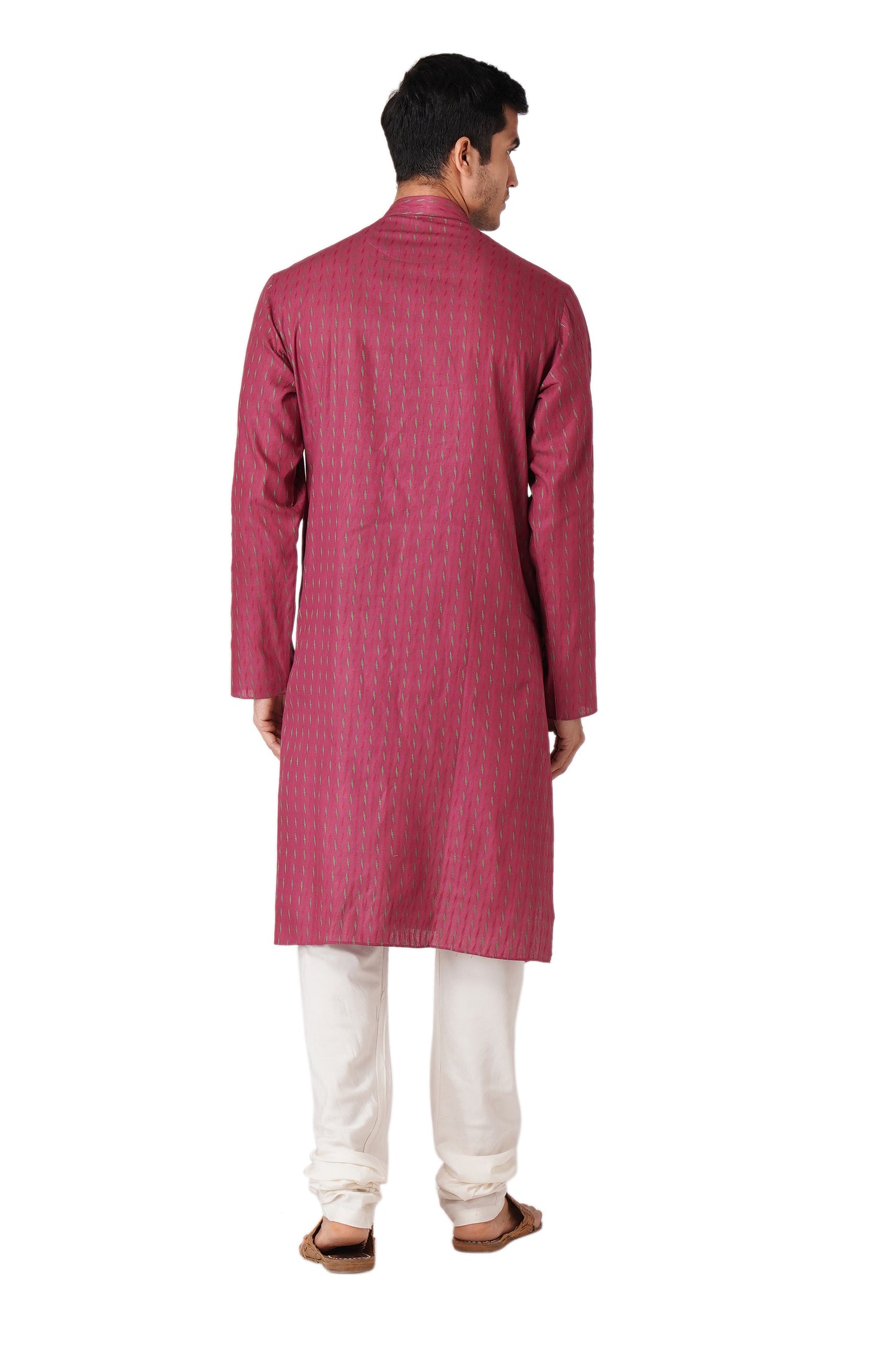 Full Sleeve Self Design Kurta and Churidar Set in Maroon Pure Cotton