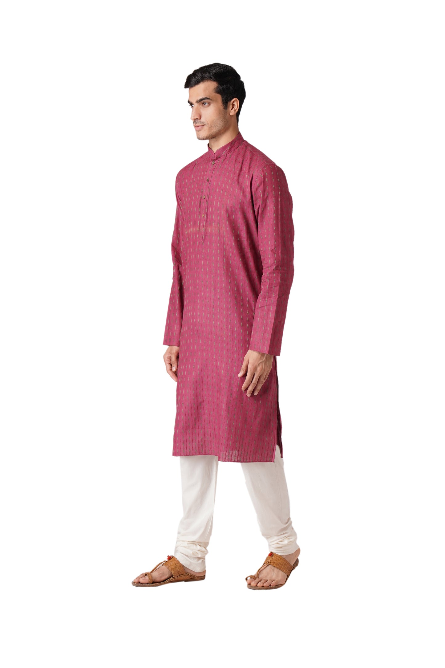 Full Sleeve Self Design Kurta and Churidar Set in Maroon Pure Cotton