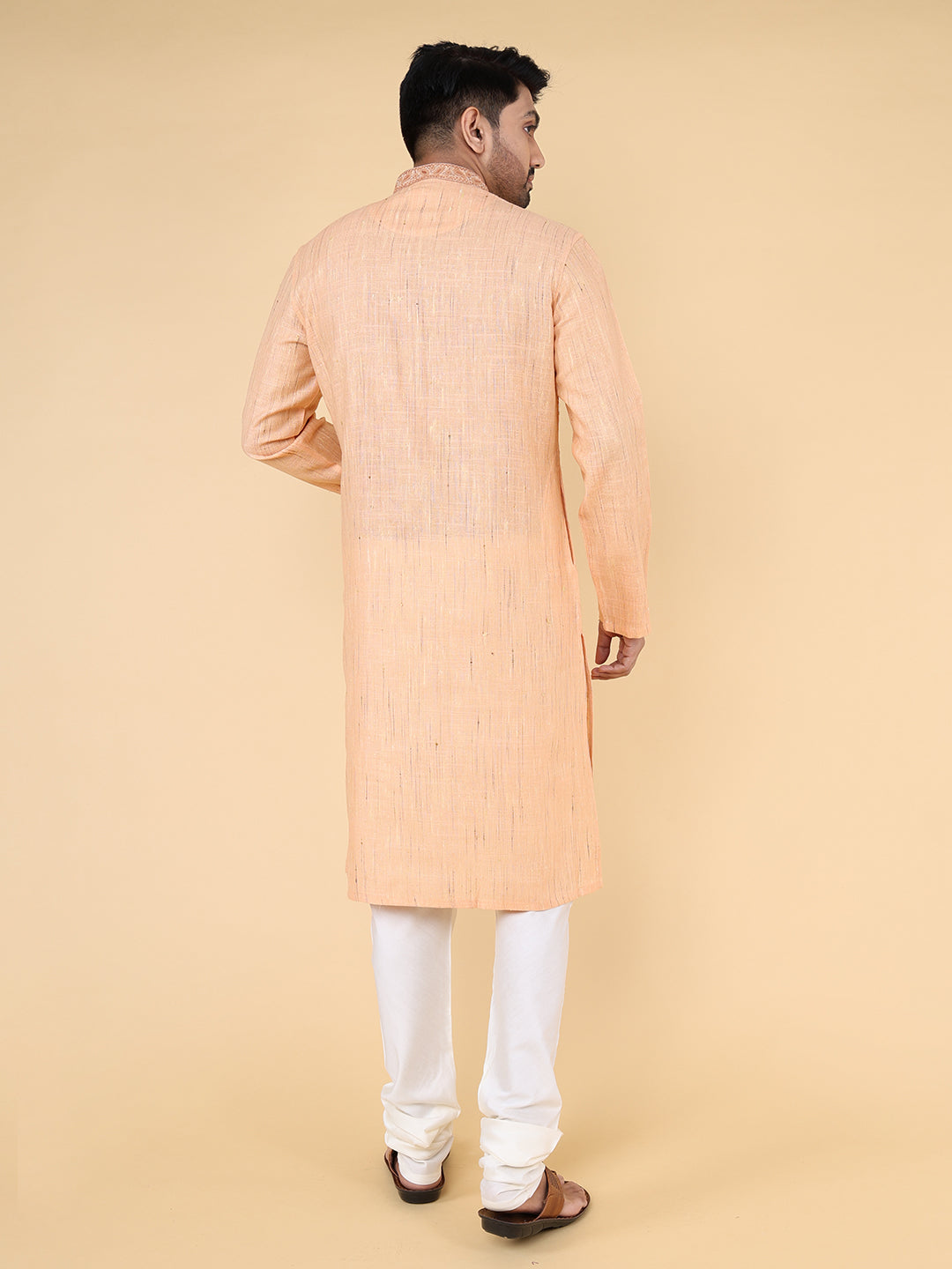 Men Kurta Pyjama Set (Light Orange)