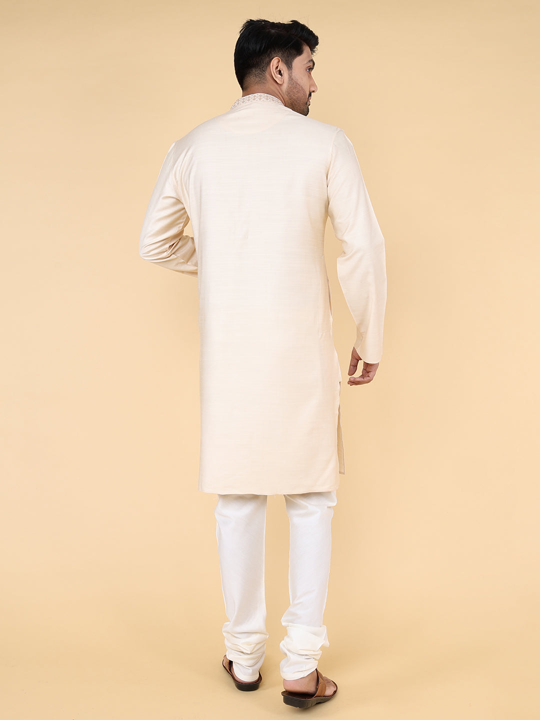 Men Kurta Pyjama Set (Light Beige)