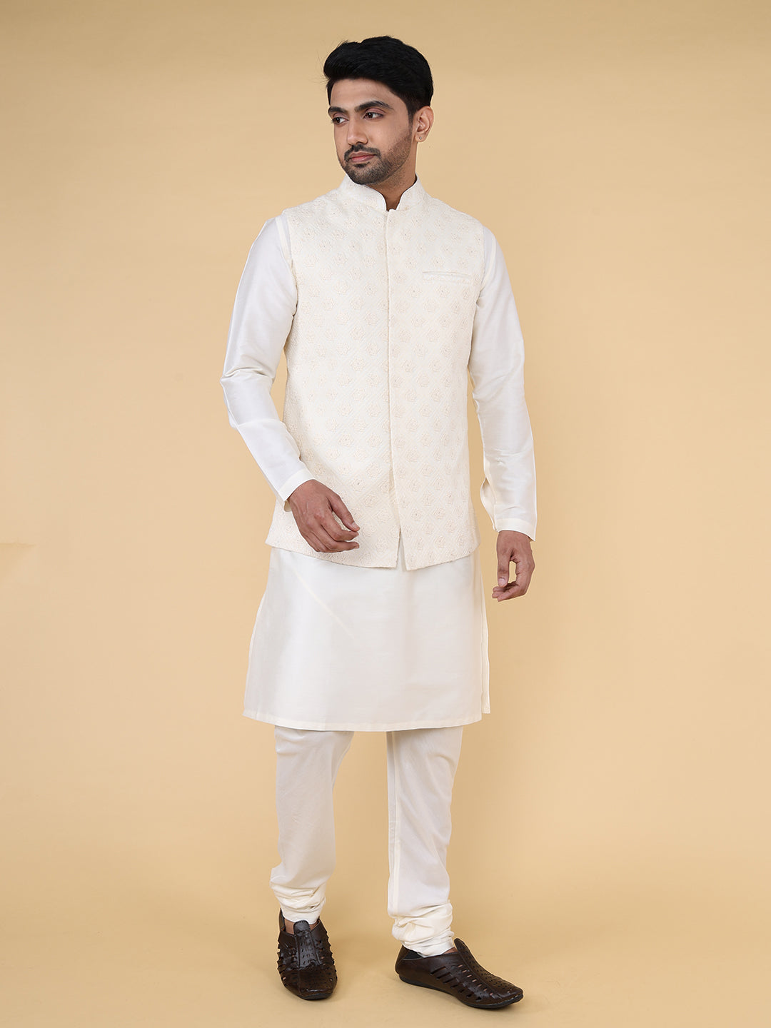 Cream all over thread work Jacket