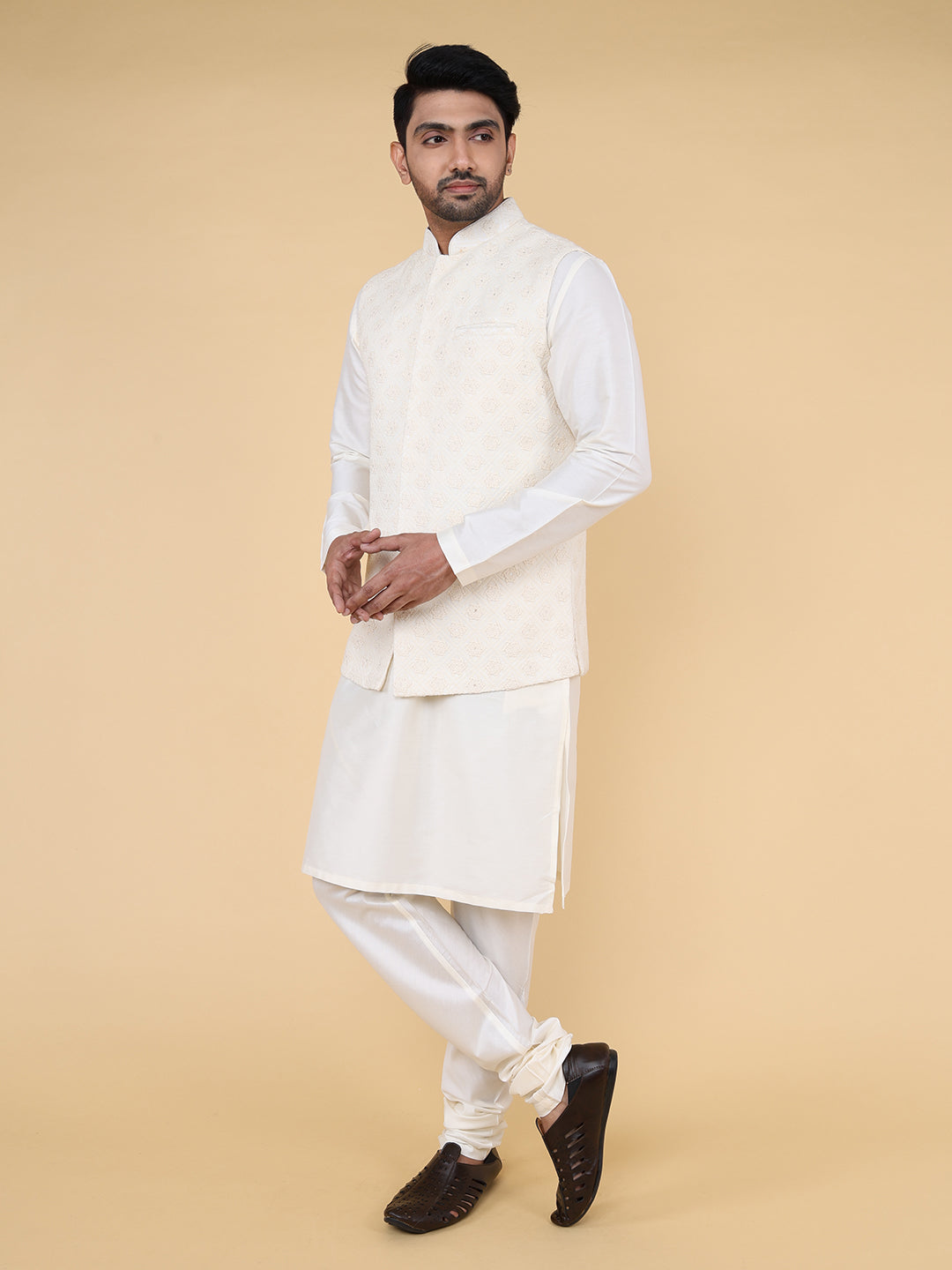 Cream all over thread work Jacket