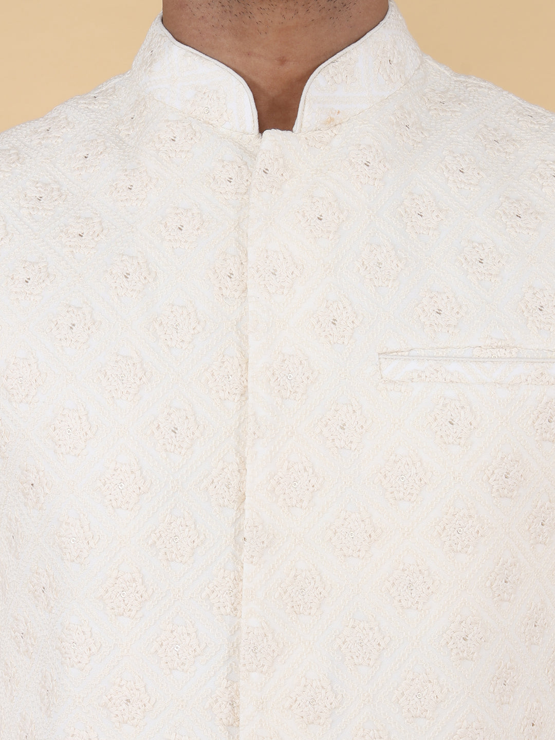 Cream all over thread work Jacket