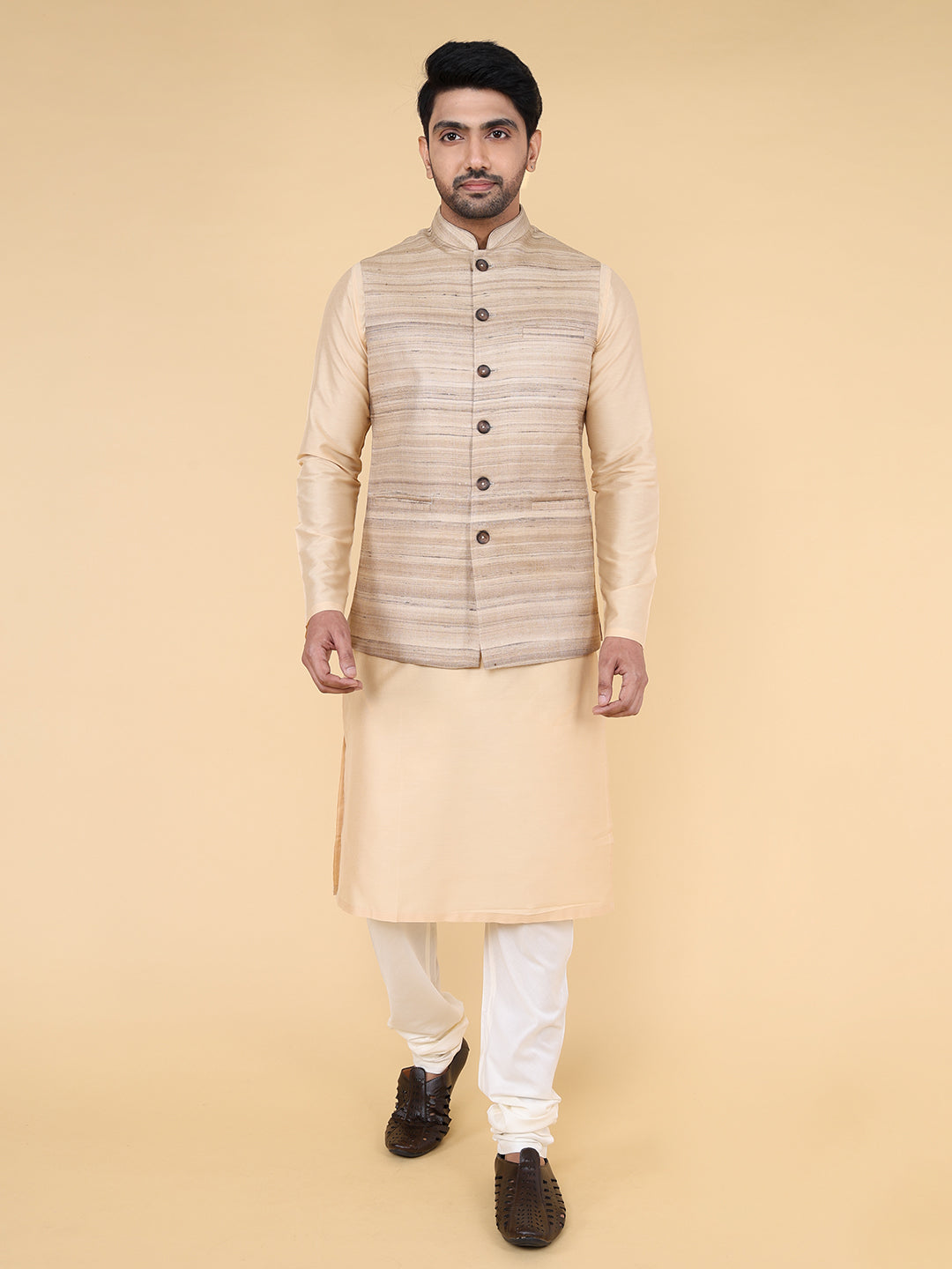 Dark beige self Jacket