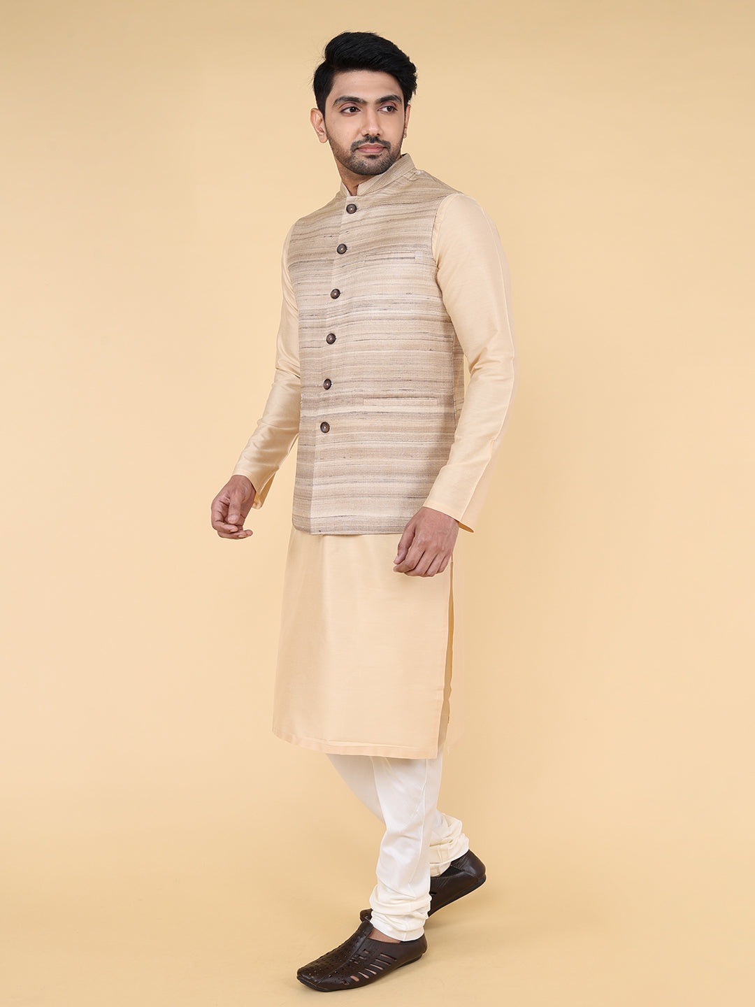 Dark beige self Jacket