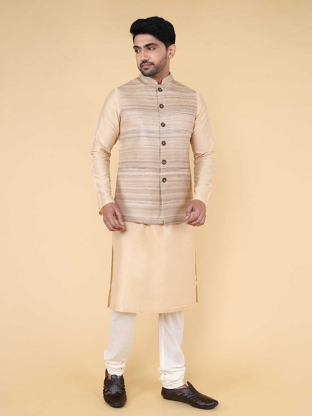 Dark beige self Jacket