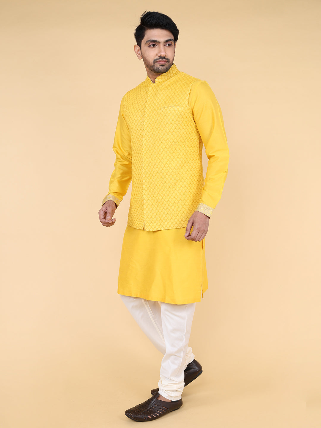 Mustard all over thread work Jacket