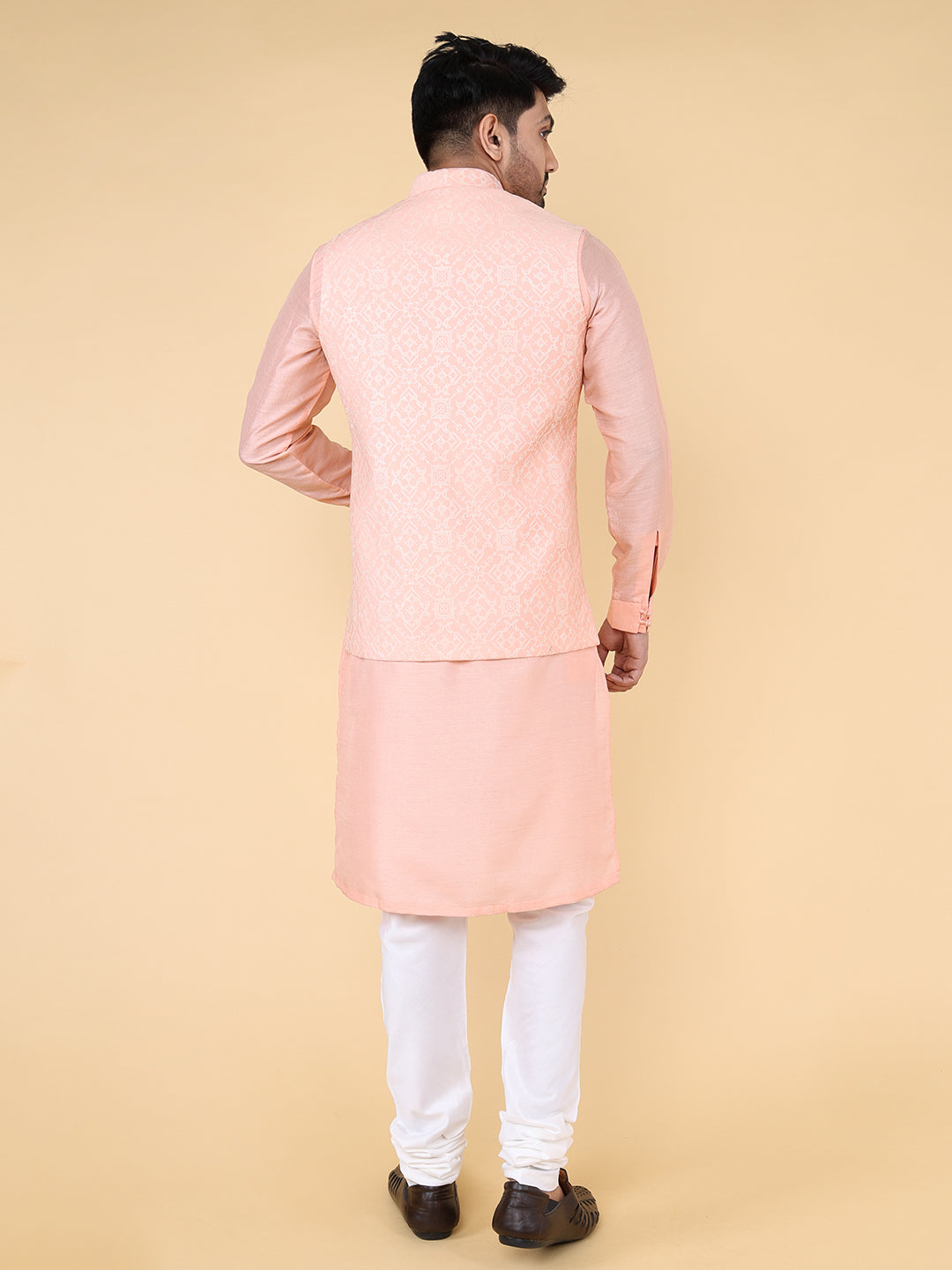 Light pink all over geometric embroidered Jacket