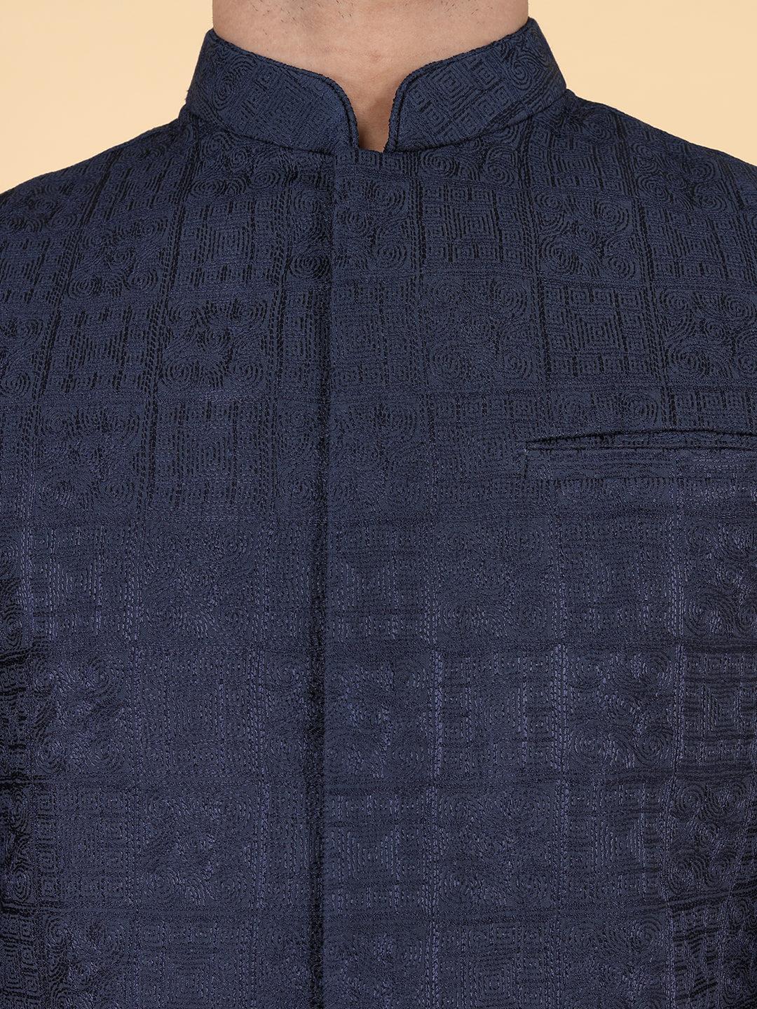 Navy blue all over thread work Jacket