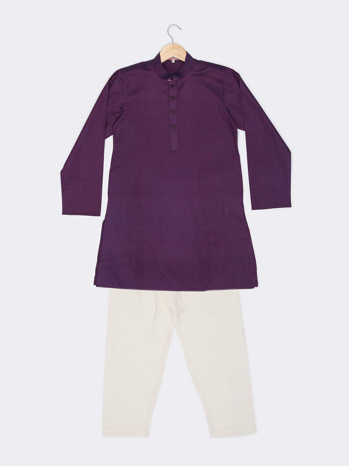 Boys Festive & Party Kurta and Pyjama Set (Purple Pack of 1)