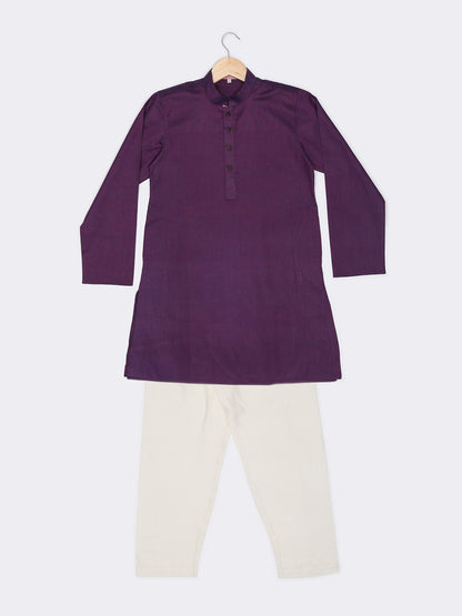 Boys Festive & Party Kurta and Pyjama Set (Purple Pack of 1)