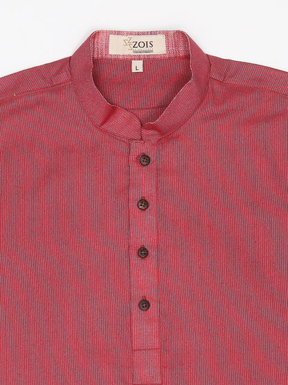 Boys Festive & Party Kurta and Pyjama Set (Red Pack of 1)