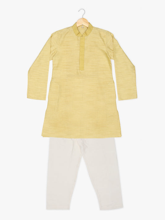 Boys Festive & Party Kurta and Pyjama Set (Yellow Pack of 1)