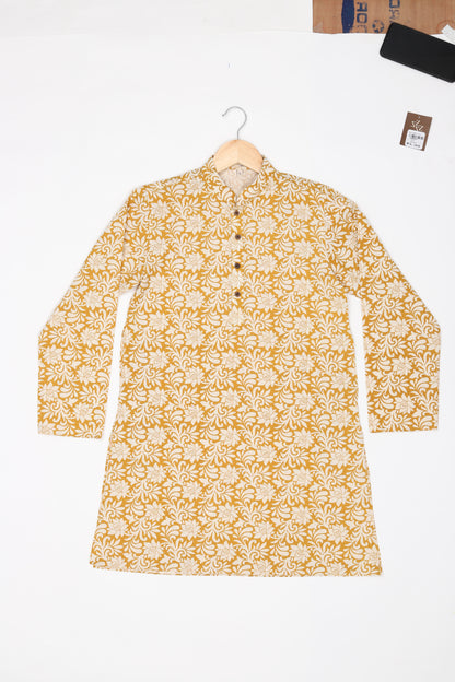 Boys Festive & Party Kurta and Pyjama Set (Gold Pack of 1)