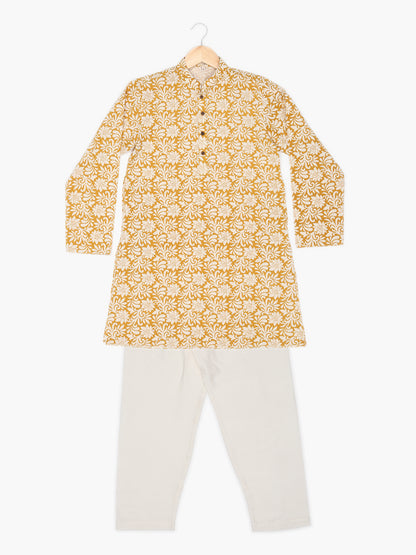 Boys Festive & Party Kurta and Pyjama Set (Gold Pack of 1)