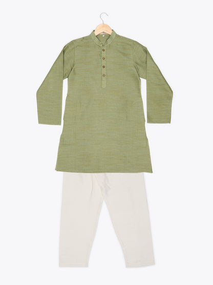 Boys Festive & Party Kurta and Pyjama Set (Green Pack of 1)