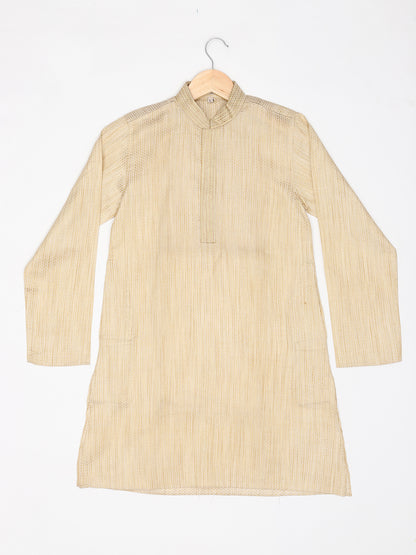 Boys Festive & Party Kurta and Pyjama Set (Beige Pack of 1)