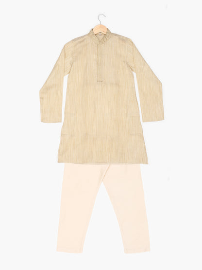 Boys Festive & Party Kurta and Pyjama Set (Beige Pack of 1)