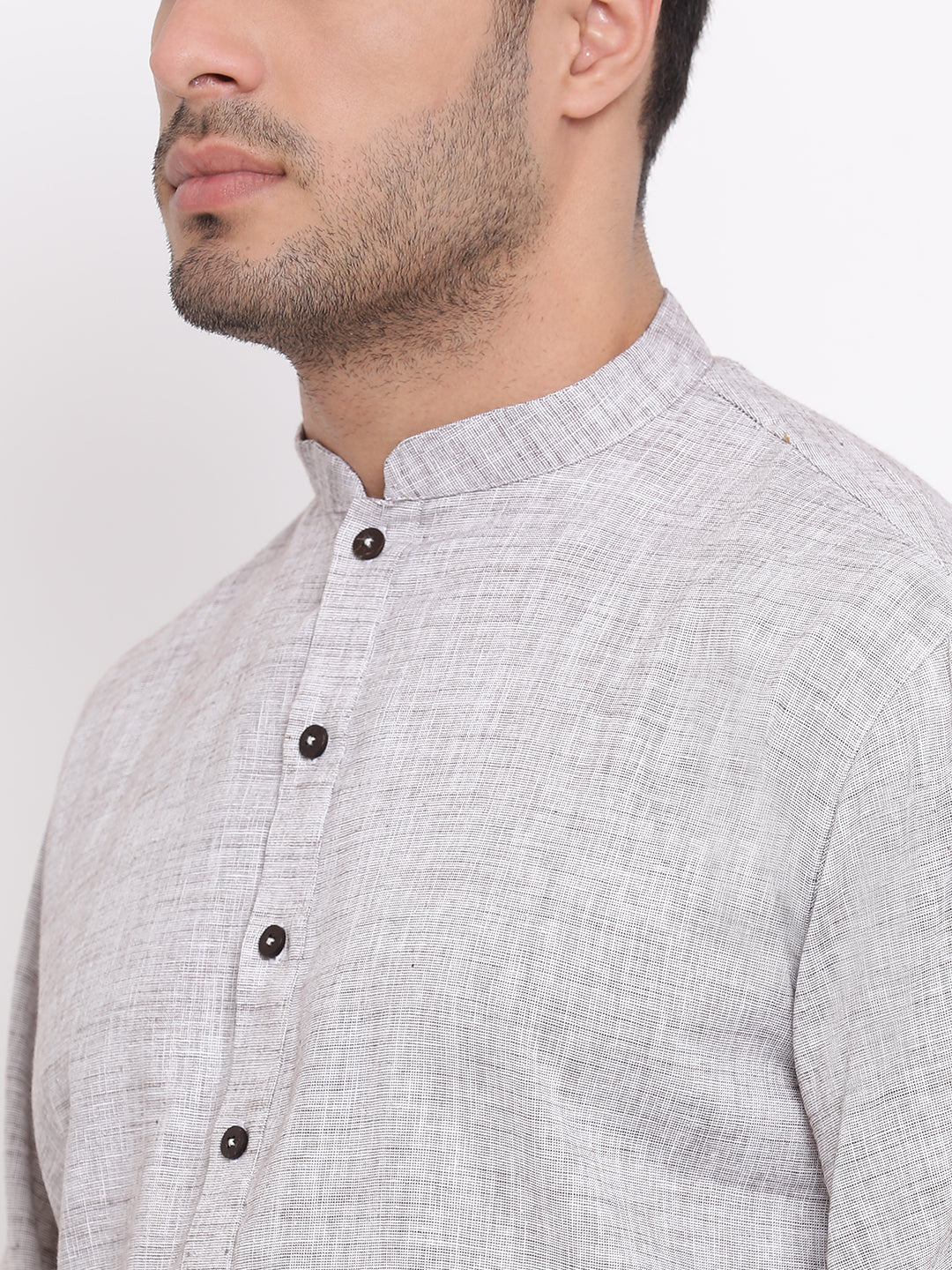 Full Sleeve Solid Kurta and Churidar Set in White Pure Cotton