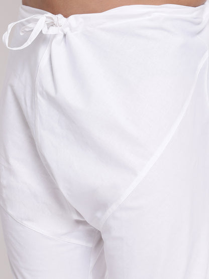 Full Sleeve Solid Kurta and Churidar Set in White Khadi Cotton