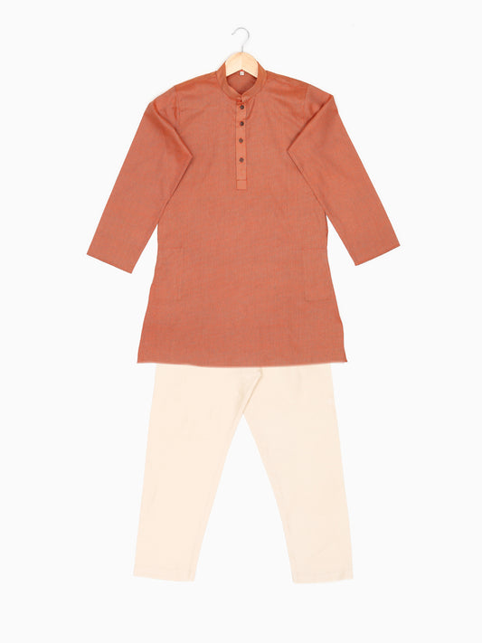 Boys Festive & Party Kurta and Pyjama Set (Brown Pack of 1)