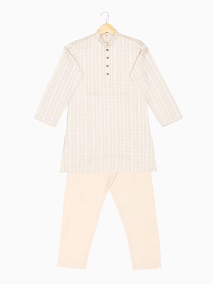 Boys Festive & Party Kurta and Pyjama Set (White Pack of 1)