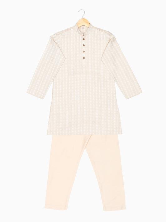 Boys Festive & Party Kurta and Pyjama Set (White Pack of 1)