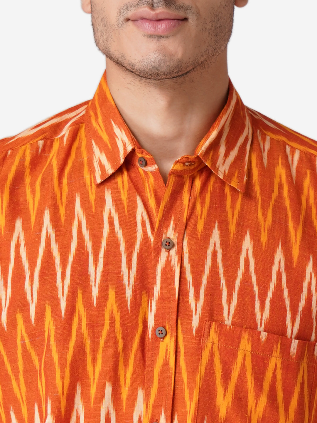 Men Printed Casual Orange Shirt