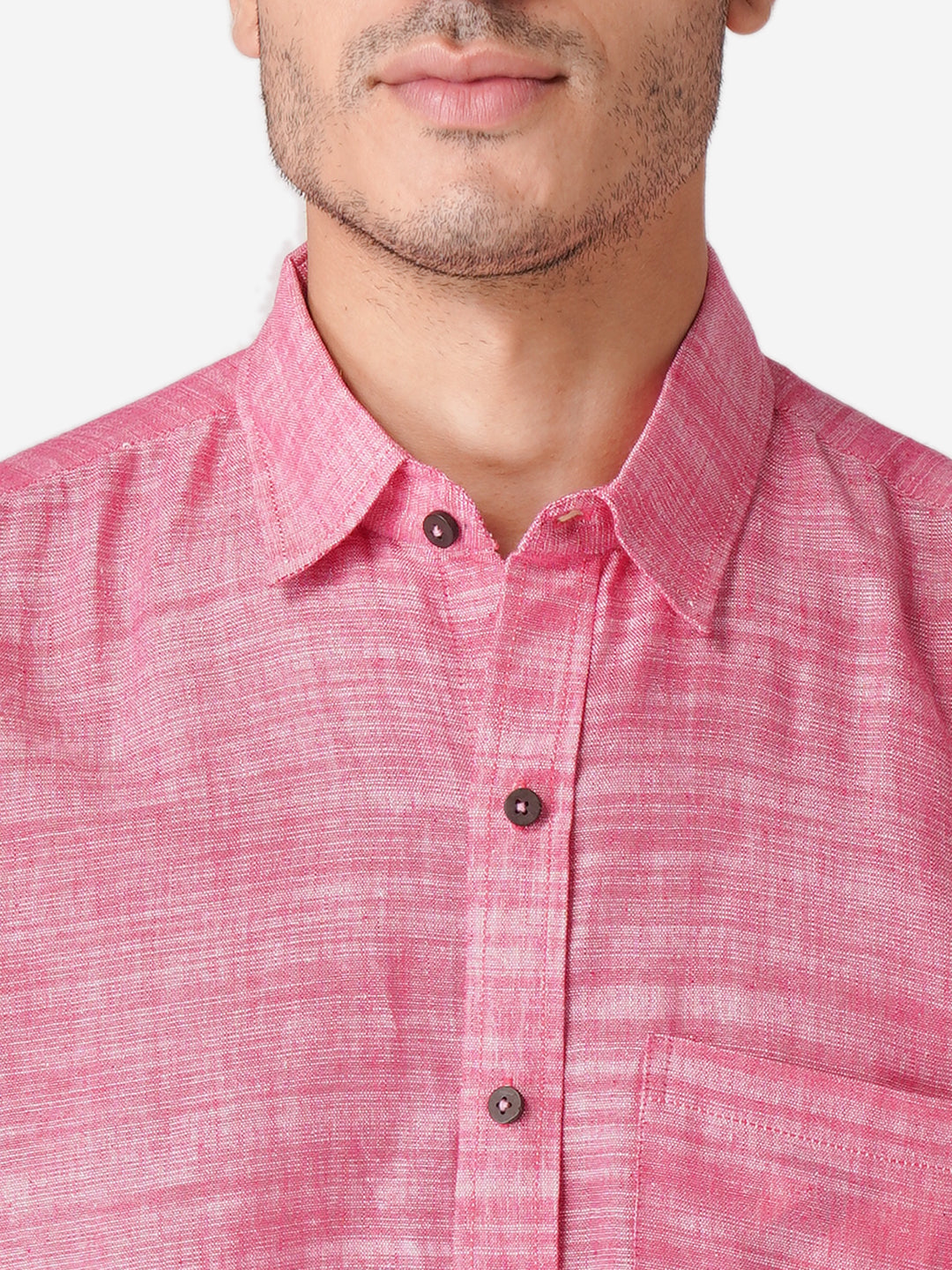 Men Self Design Casual Pink Shirt