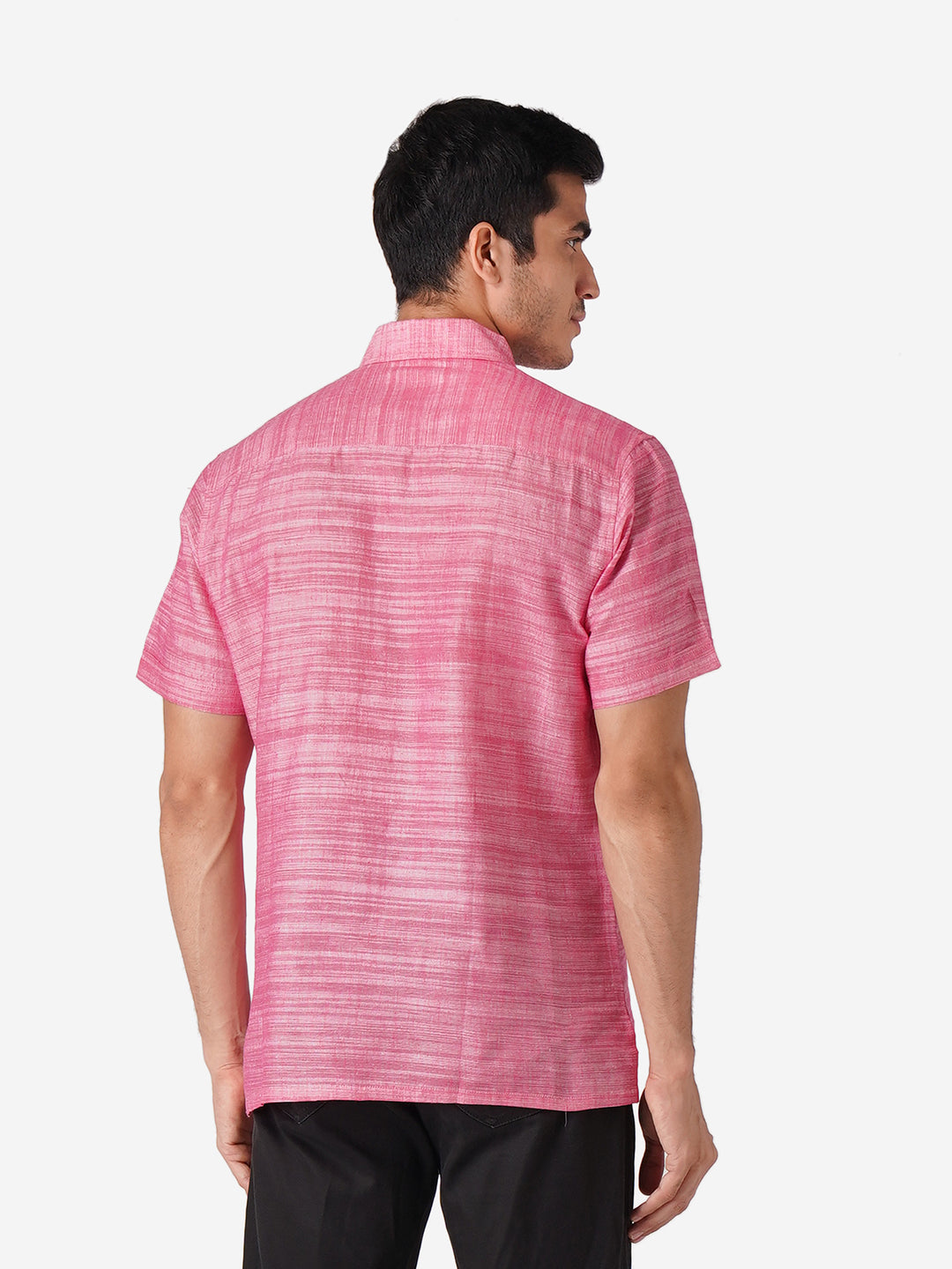 Men Self Design Casual Pink Shirt