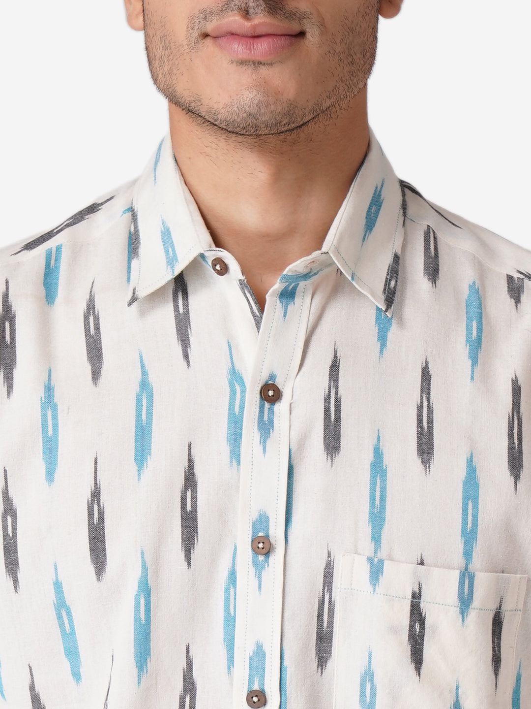 Men Printed Casual White Shirt