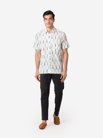 Men Printed Casual White Shirt
