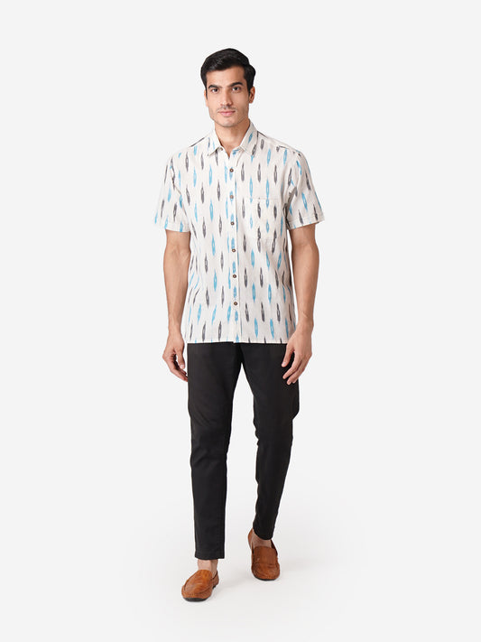 Men Printed Casual White Shirt