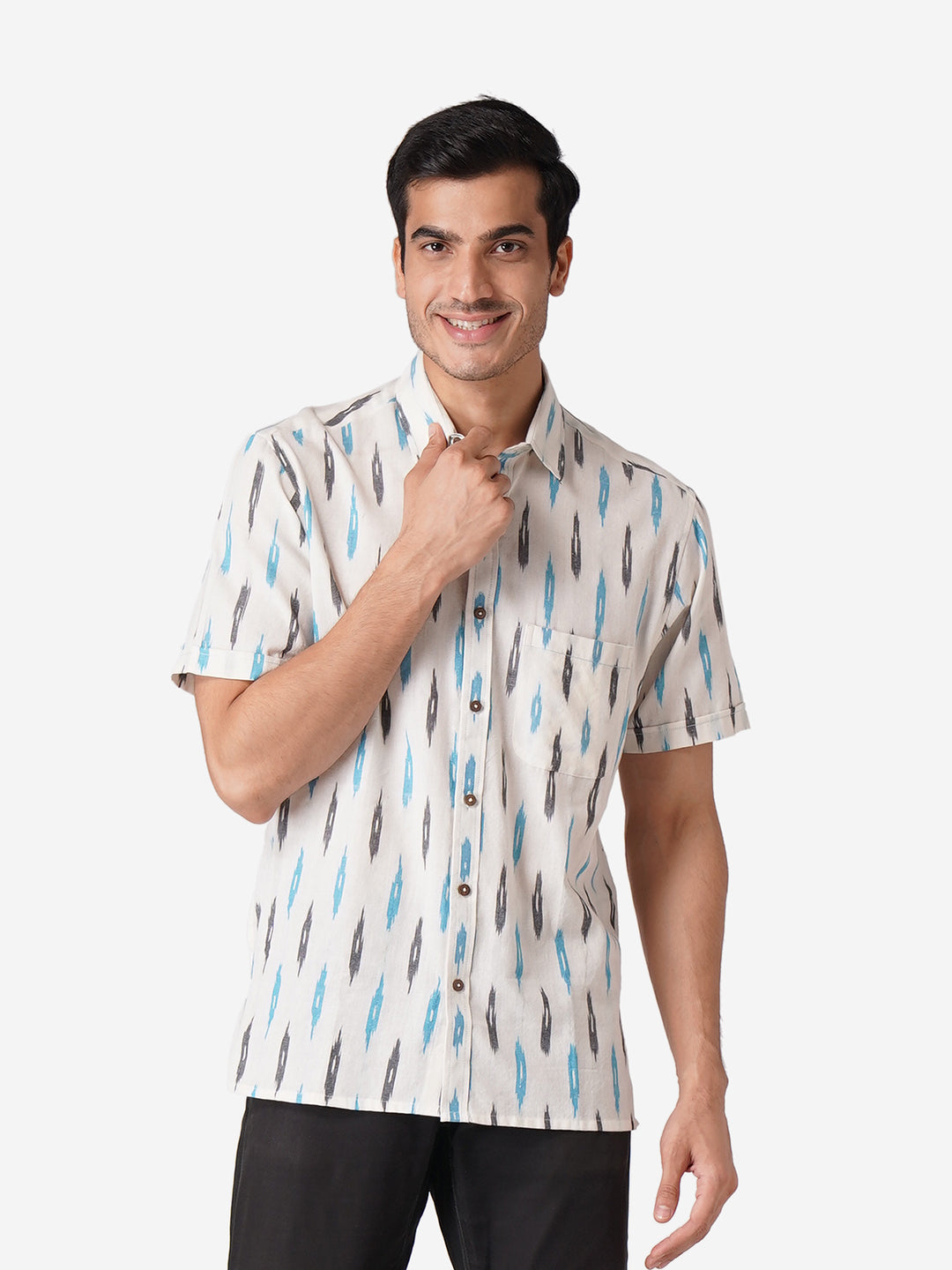 Men Printed Casual White Shirt
