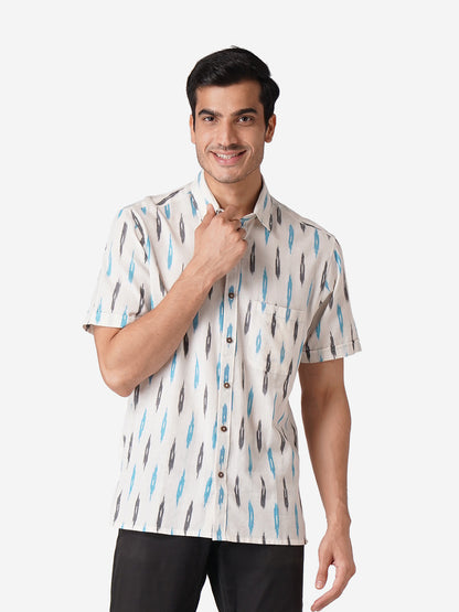 Men Printed Casual White Shirt