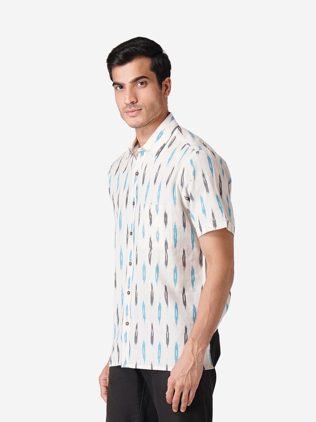 Men Printed Casual White Shirt